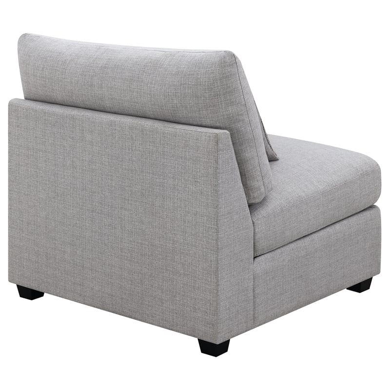 Pemberly Row Set of 2 Modern Upholstered Armless Chairs in Gray