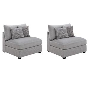 Pemberly Row Set of 2 Modern Upholstered Armless Chairs in Gray