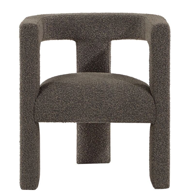Pemberly Row Set of 2 Boucle Upholstered Accent Side Chairs in Chocolate Brown