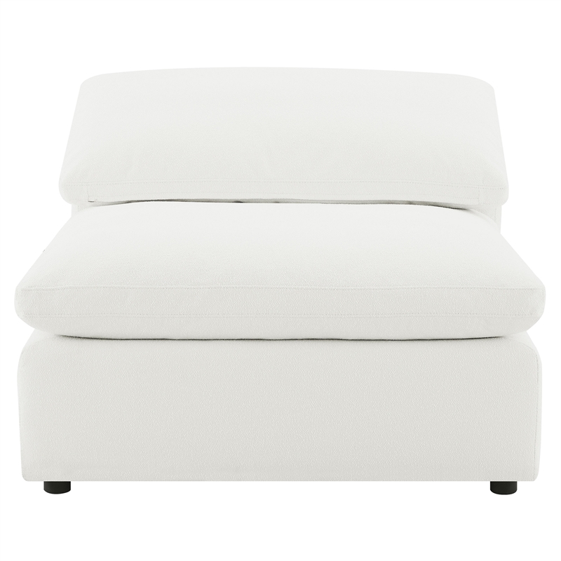 Pemberly Row Set of 2 Boucle Upholstered Armless Chairs in Ivory
