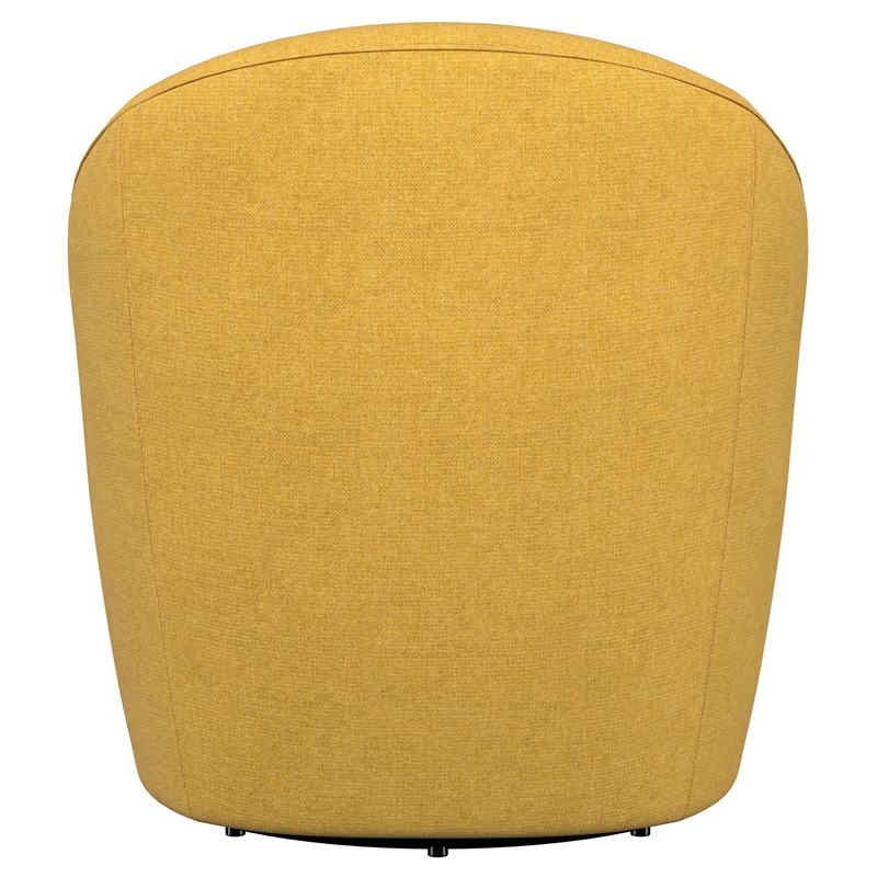Pemberly Row Set of 2 Upholstered Barrel Accent Swivel Chairs in Mustard Yellow