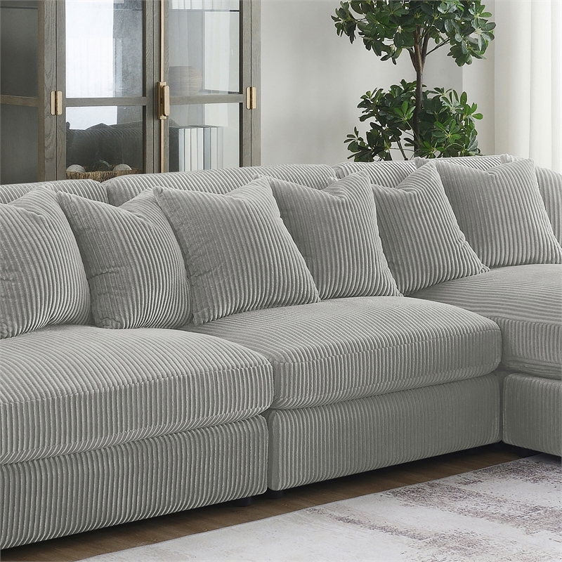 Pemberly Row Set of 2 Modern Upholstered Armless Chairs in Fog