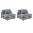Pemberly Row Set of 2 Modern Upholstered Armless Chairs in Fog
