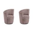 Pemberly Row Set of 2 Upholstered Swivel Chair Curved Backrest in Blush