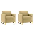 Pemberly Row Set of 2 Upholstered Curved Track Arm Chairs in Camel