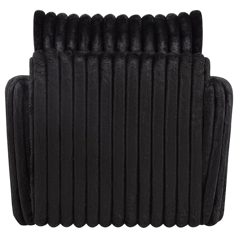 Pemberly Row Set of 2 Corduroy Fabric Swivel Accent Arm Chairs in Black