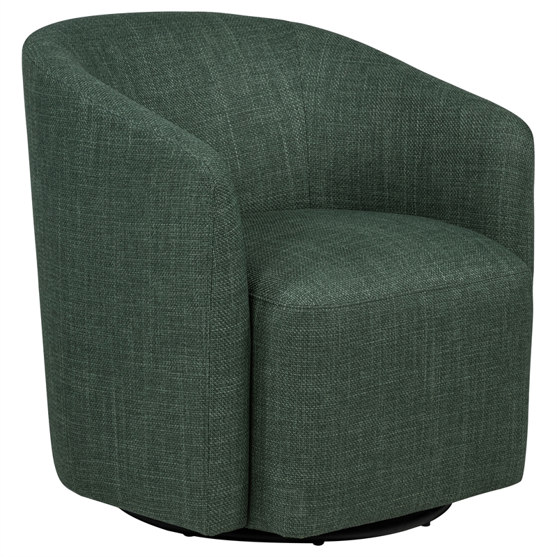 Pemberly Row Set of 2 Transitional Fabric Swivel Accent Chairs in Green