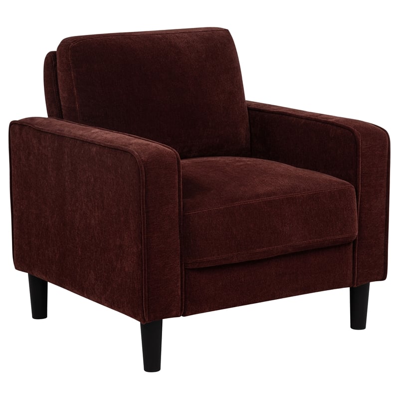 Pemberly Row Set of 2 Transitional Fabric Track Arm Accent Chairs in Rust