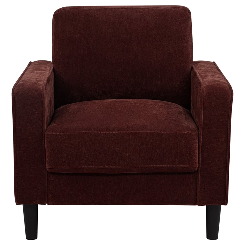 Pemberly Row Set of 2 Transitional Fabric Track Arm Accent Chairs in Rust
