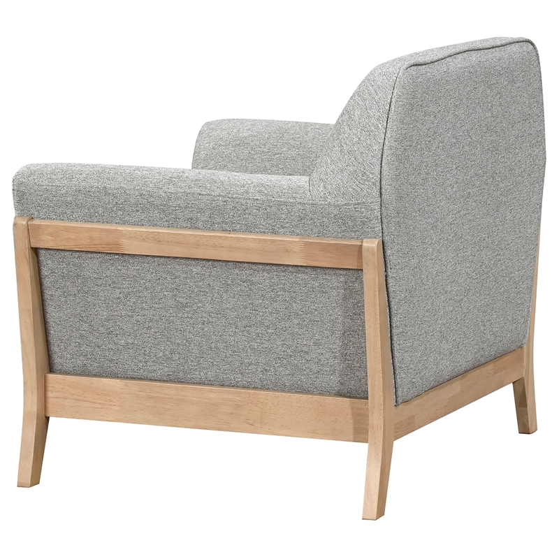 Pemberly Row Set of 2 Mid-Century Fabric Flared Arm Accent Chairs in Gray/Blonde