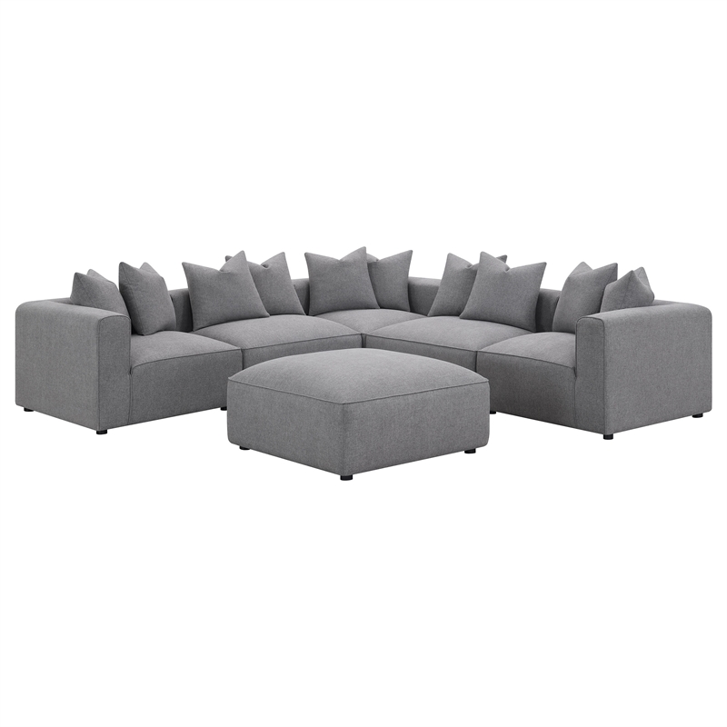 Pemberly Row Set of 2 Modern Upholstered Armless Chairs in Gray
