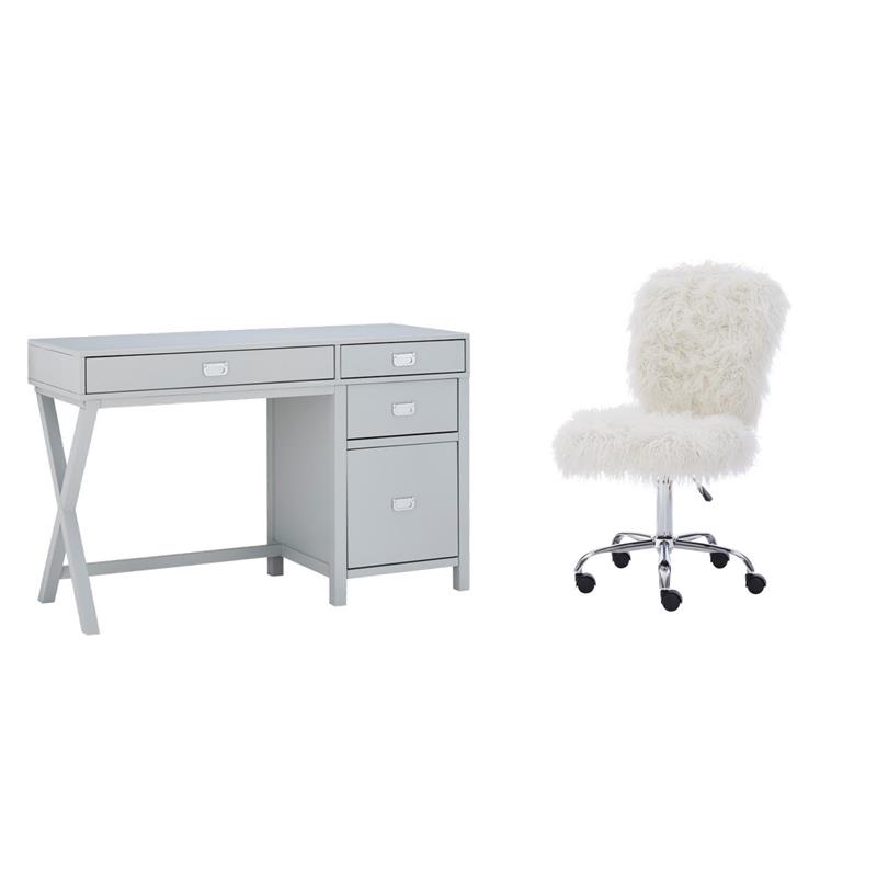 Pemberly Row Set of 2 Upholstered Armless Office Task Chair & Desk
