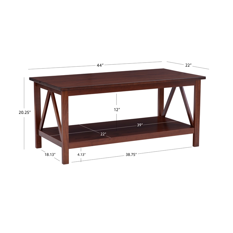 Pemberly Row 6-Piece Wood Living Room Furniture Set in Tobacco Brown