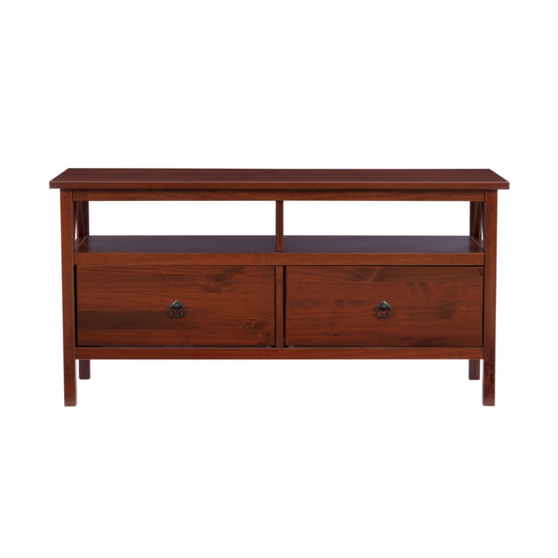 Pemberly Row 5-Piece Wood Living Room Furniture Set in Tobacco Brown