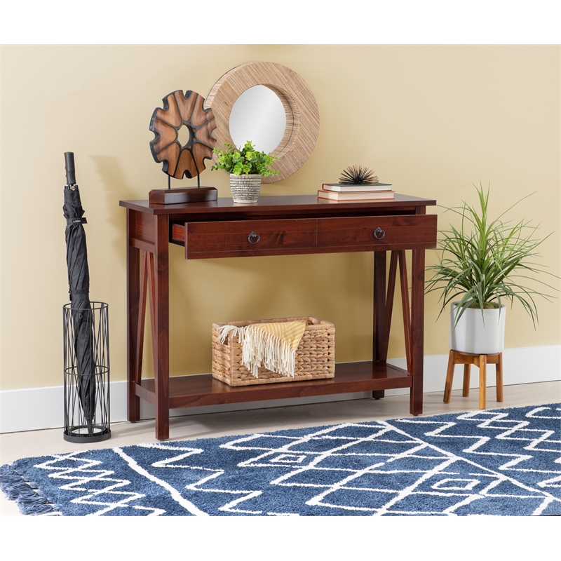 Pemberly Row 5-Piece Wood Living Room Furniture Set in Tobacco Brown