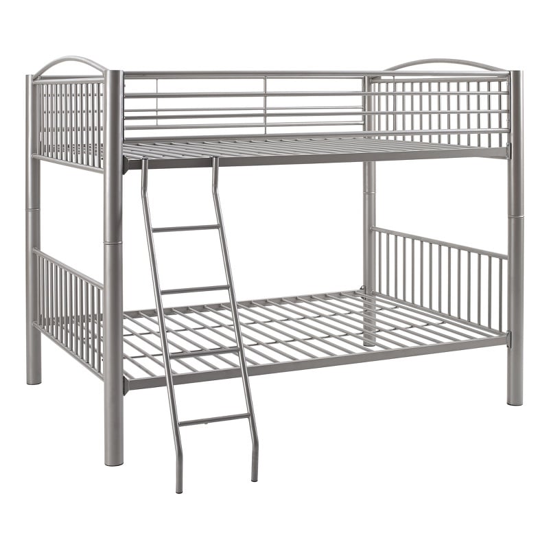 Pemberly Row Set of 2 Metal Youth Cabinet & Full Over Full Bunk Bed with Ladder