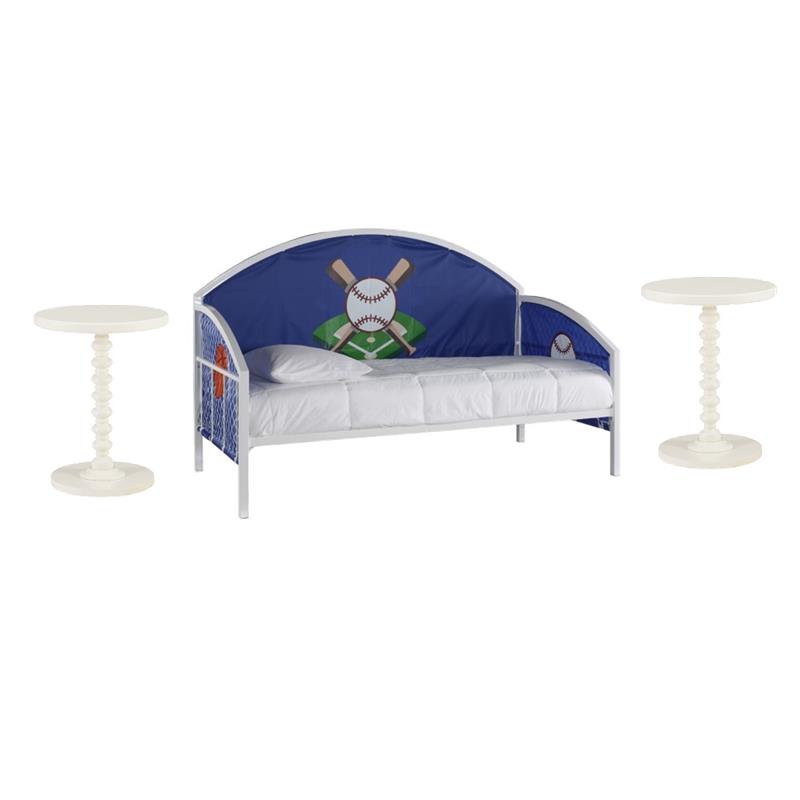 Pemberly Row Set of 3 Youth Daybed & Round Spindle Side Tables