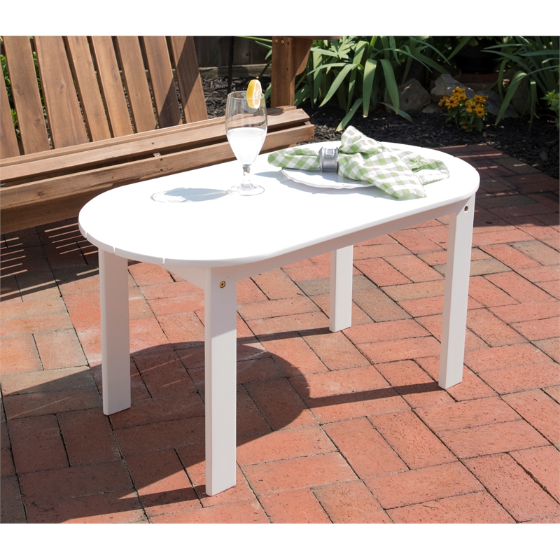 Pemberly Row 4-Piece Adirondack Acacia Wood Outdoor Seating & Table Set in White