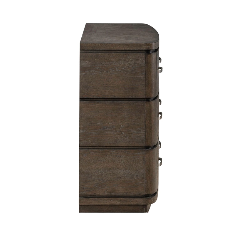 Pemberly Row Set of 4 Queen Panel Bed & Dresser & Nightstands in Brown