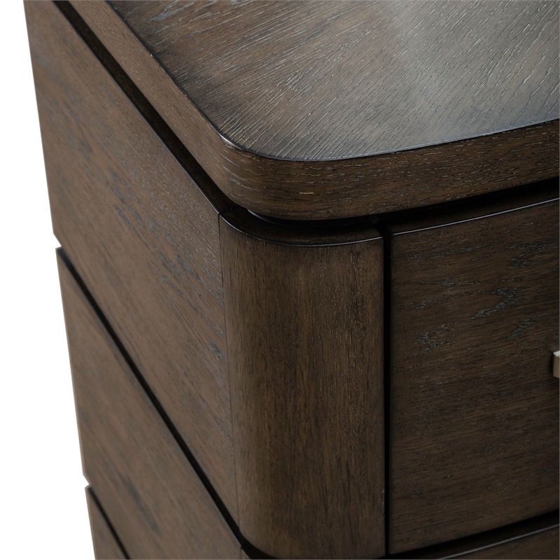 Pemberly Row Set of 4 Queen Panel Bed & Dresser & Nightstands in Brown