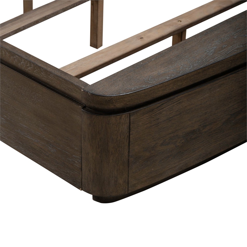 Pemberly Row Set of 4 Queen Panel Bed & Dresser & Nightstands in Brown