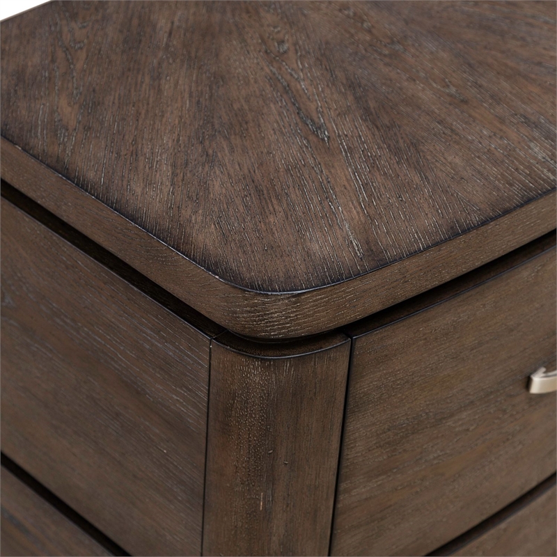 Pemberly Row Set of 4 King Panel Bed & Dresser & Nightstands in Brown