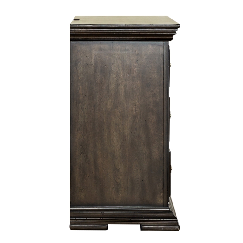 Pemberly Row Set of 3 Light Brown Queen Panel Bed & Chests with Charging Station
