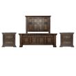 Pemberly Row Set of 3 Brown Queen Panel Bed & Nightstands with Charging Station