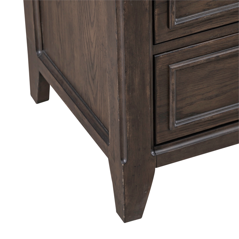 Pemberly Row Set of 4 Queen Panel Bed & Dresser & Chests with Charging Station