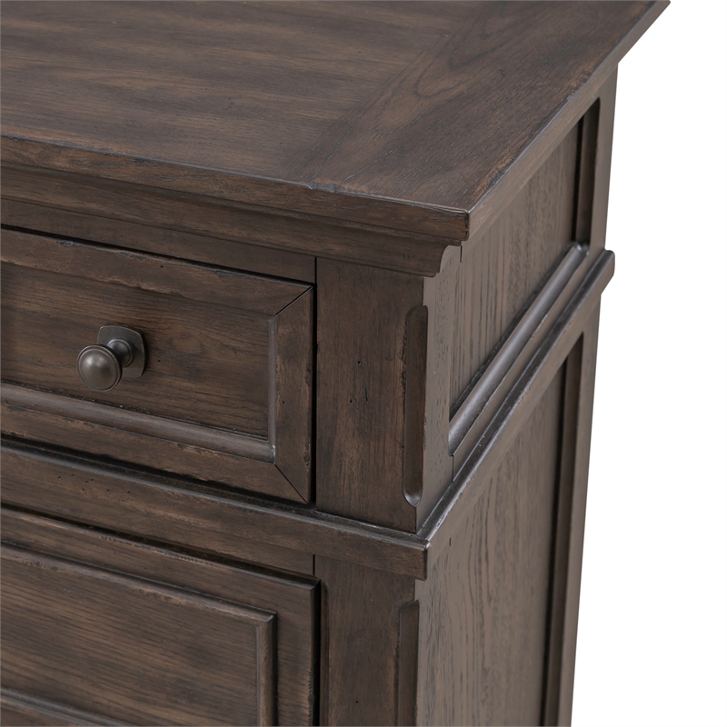 Pemberly Row Set of 4 King Panel Bed & Dresser & Chests with Charging Station