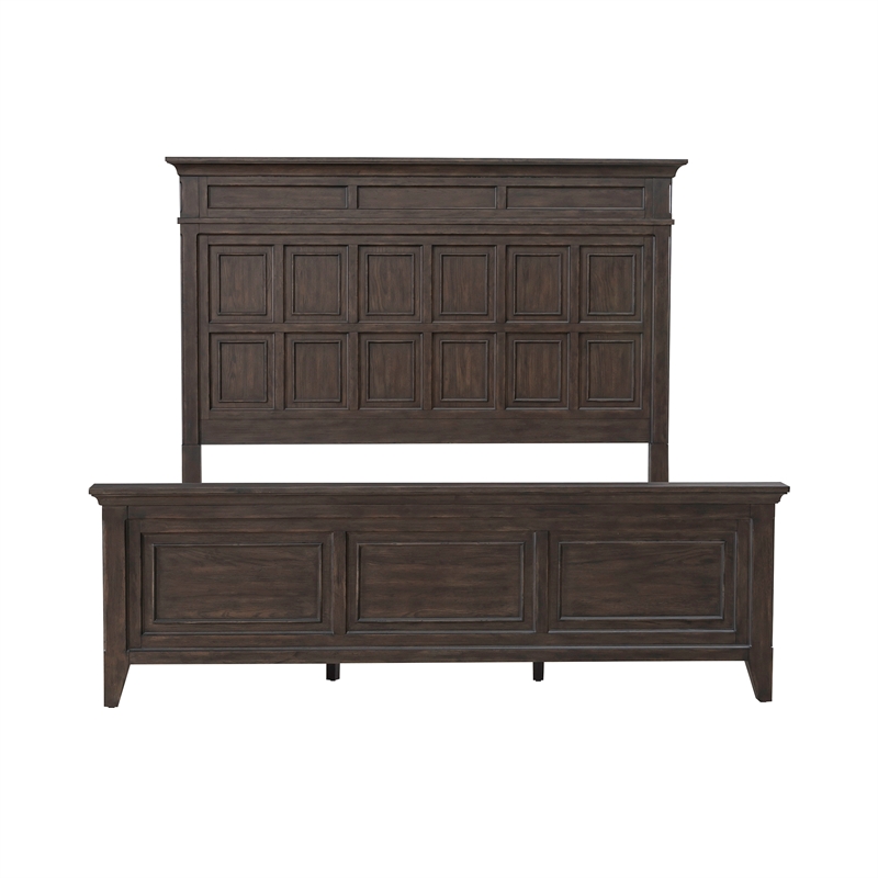 Pemberly Row Set of 4 King Panel Bed & Dresser & Chests with Charging Station