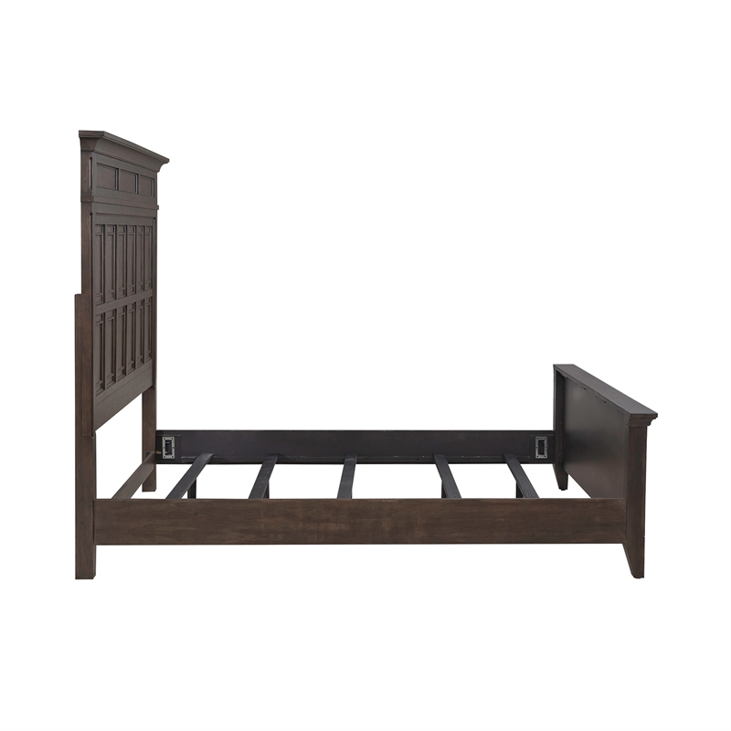 Pemberly Row Set of 4 King Panel Bed & Dresser & Nightstands w/ Charging Station