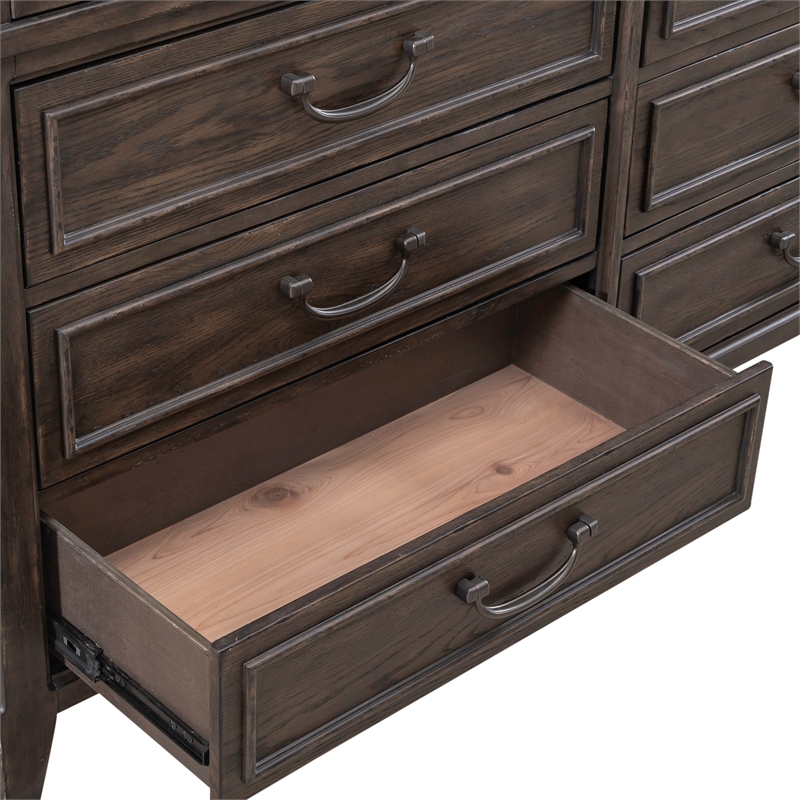 Pemberly Row Set of 4 King Panel Bed & Dresser & Nightstands w/ Charging Station