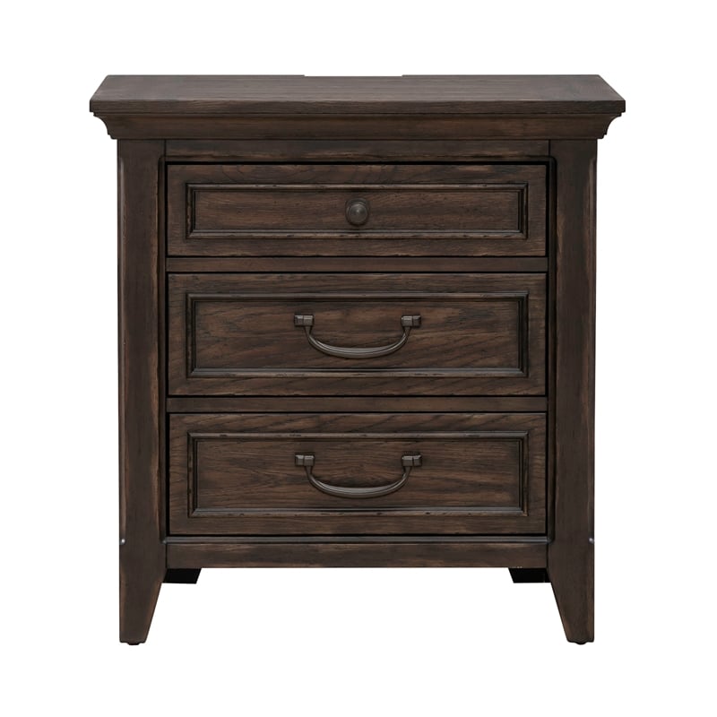 Pemberly Row Set of 4 King Panel Bed & Dresser & Nightstands w/ Charging Station