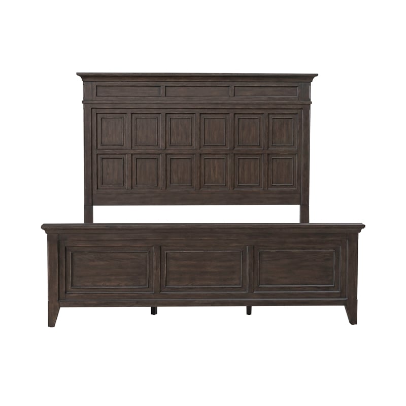 Pemberly Row Set of 3 King Panel Bed & Nightstands with Charging Station