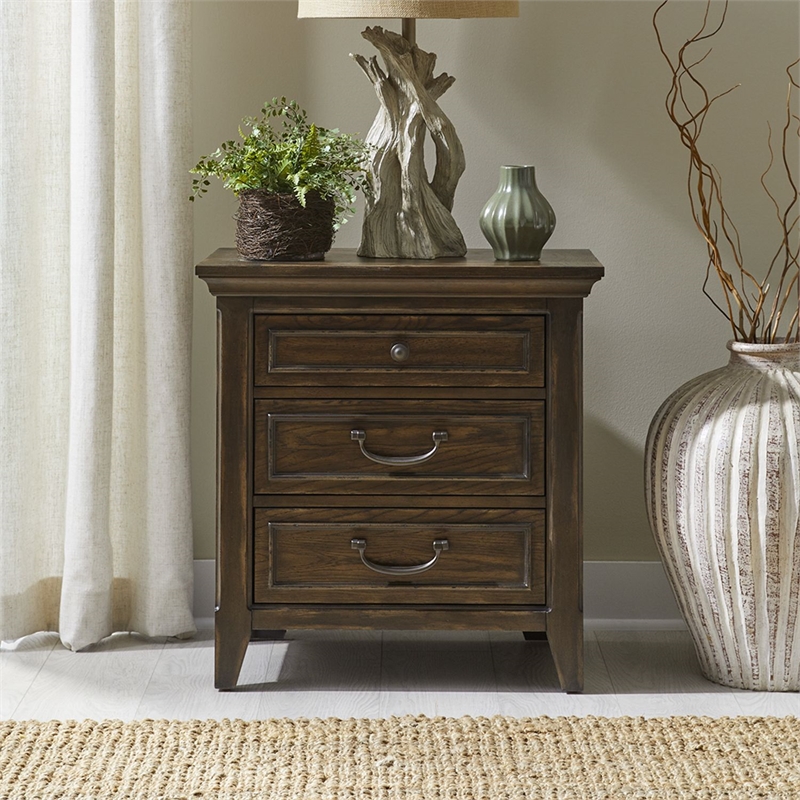 Pemberly Row Set of 3 King Panel Bed & Nightstands with Charging Station