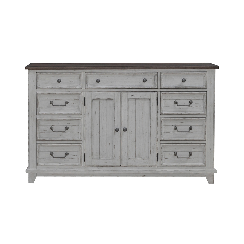 Pemberly Row Set of 4 Queen Panel Bed & & Dresser & Nightstands