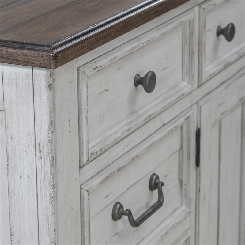 Pemberly Row Set of 4 King Panel Bed & & Dresser & Nightstands