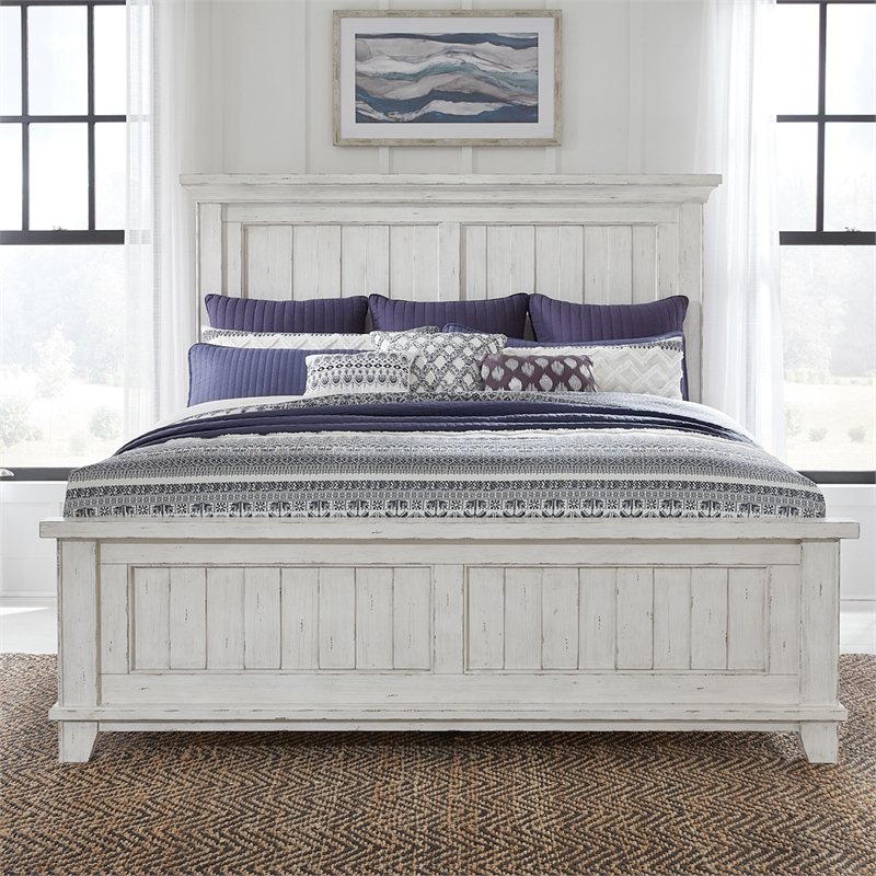Pemberly Row Set of 3 Queen Panel Bed & Nightstands with Charging Station