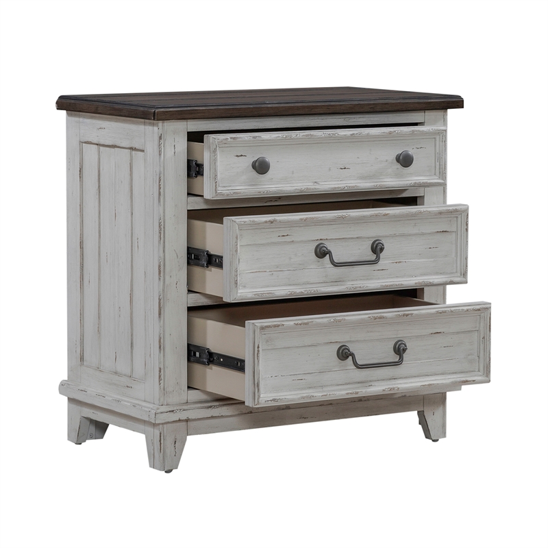 Pemberly Row Set of 3 King Panel Bed & Nightstands with Charging Station