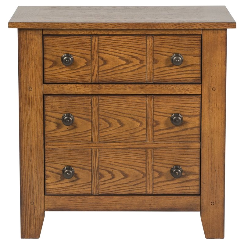 Pemberly Row Set of 3 Medium Brown King Sleigh Bed & Nightstands