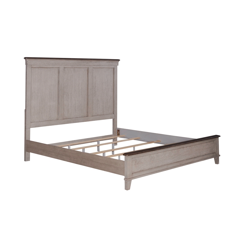 Pemberly Row Set of 3 King Panel Bed & Chests with Charging Station