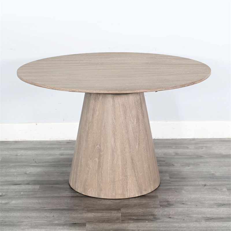 Pemberly Row Modern Solid Wood Round Dining Set in Natural Finish