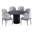 Pemberly Row 7-Piece Round Solid Wood Dining Table with 6 Dining Chairs in Gray