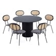 Pemberly Row 7-Piece Round Solid Wood Dining Table with 6 Dining Chairs in Gray