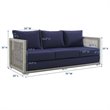 Pemberly Row Modern Rattan & Fabric Outdoor Patio Sofa in Gray and Navy