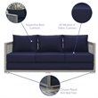 Pemberly Row Modern Rattan & Fabric Outdoor Patio Sofa in Gray and Navy