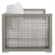 Pemberly Row Modern Rattan & Fabric Outdoor Patio Sofa in Gray and White