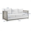 Pemberly Row Modern Rattan & Fabric Outdoor Patio Sofa in Gray and White