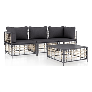 Pemberly Row Contemporary Garden Lounge Set in Anthracite/Gray
